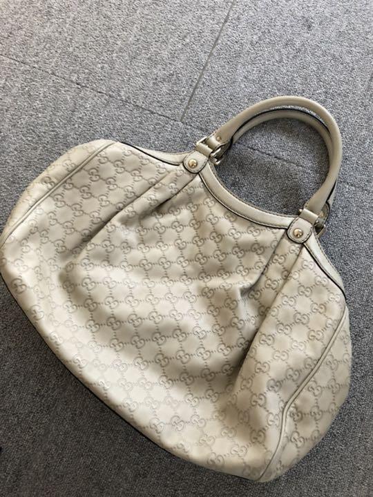 使用回数少 保存袋チャームつき IkxE6-m21654102774 グッチGUCCIスーキートートバッグ白 超激得通販