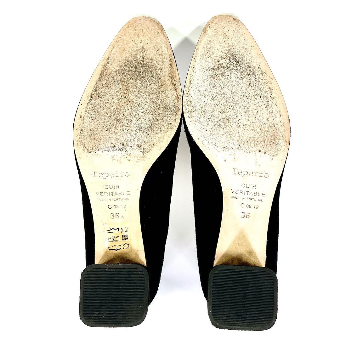 美品】repetto レペット リボン スエード パンプス 黒 22.5