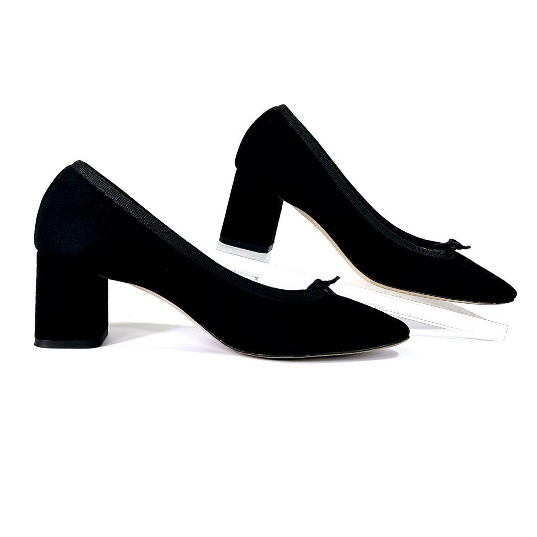 【美品】repetto レペット リボン スエード パンプス 黒 22.5