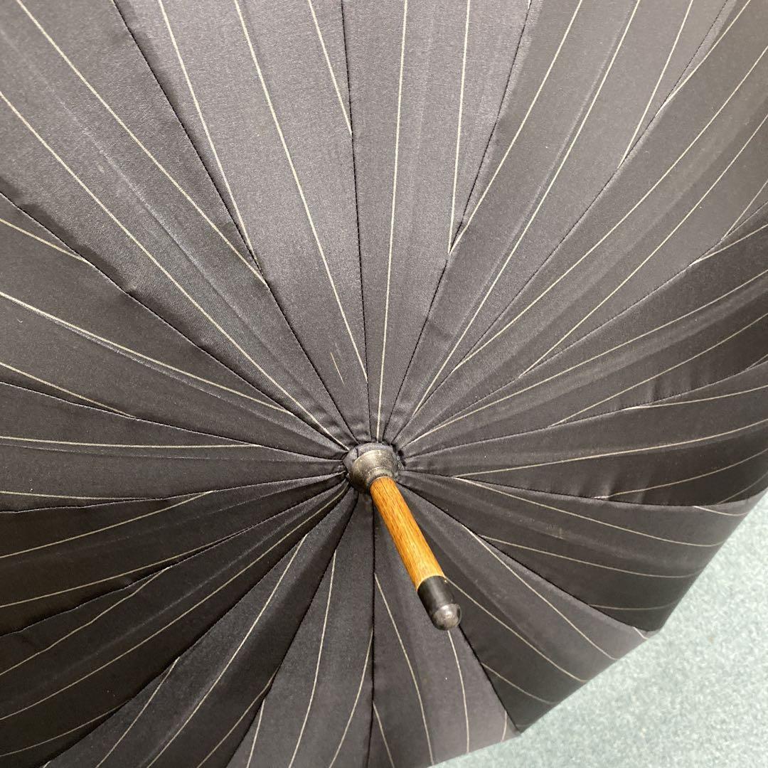 高級傘　黒 ストライプデザイン 長傘 雨傘