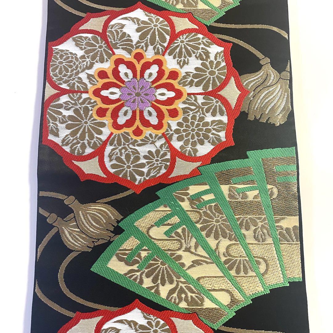 【まとめ買い】 5k1922 袋帯 和装 花柄 紫 白 緑 赤 金色 黒 華文 正倉院文様 着物・浴衣