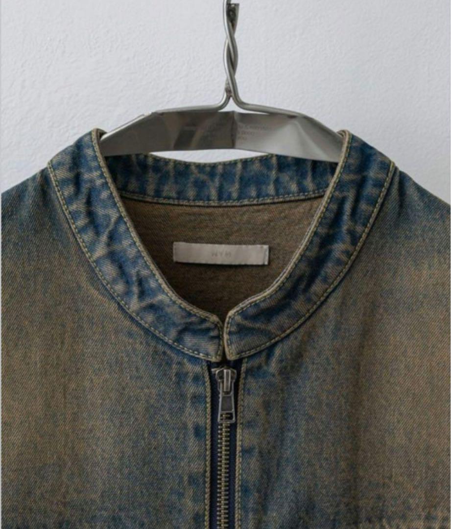 VINTAGE WASHED DENIM ZIP MOTO JACKET 【L】
