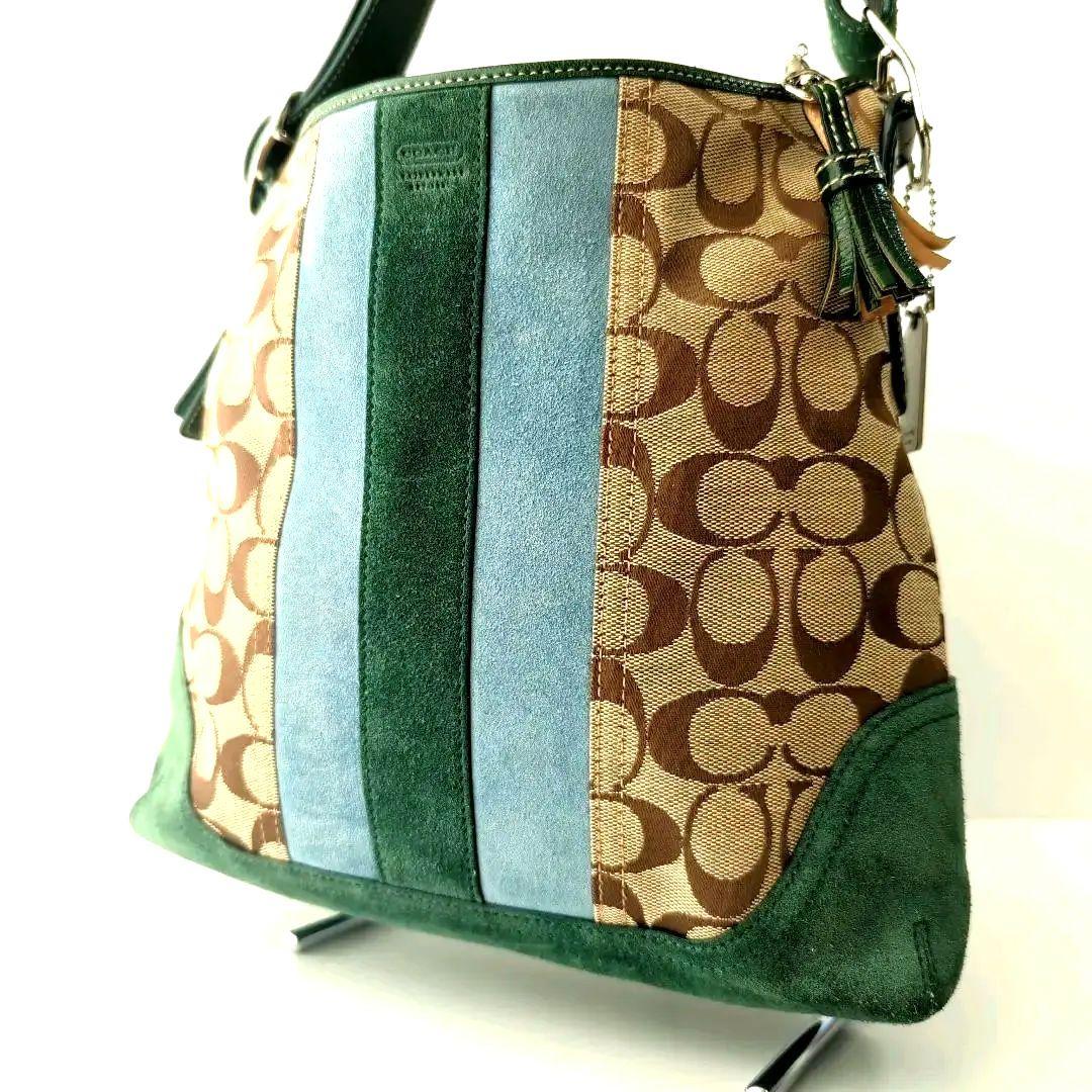 COACH アメリカンクラシック レザートリム キャンバス ハンドバッグ