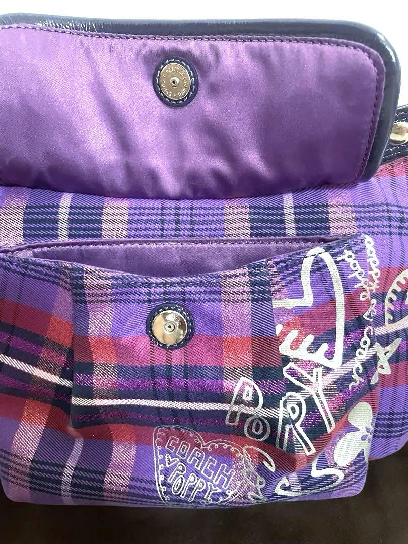 COACH パープル チェック柄 ショルダーバッグ 2way レア - メルカリ