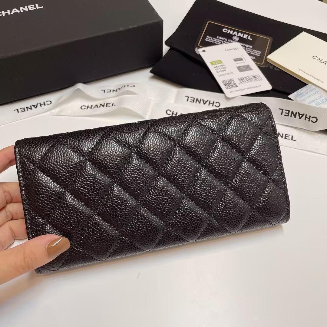 CHANEL ブラックレザー 長財布 CHANEL ブラックレザー 長財布
