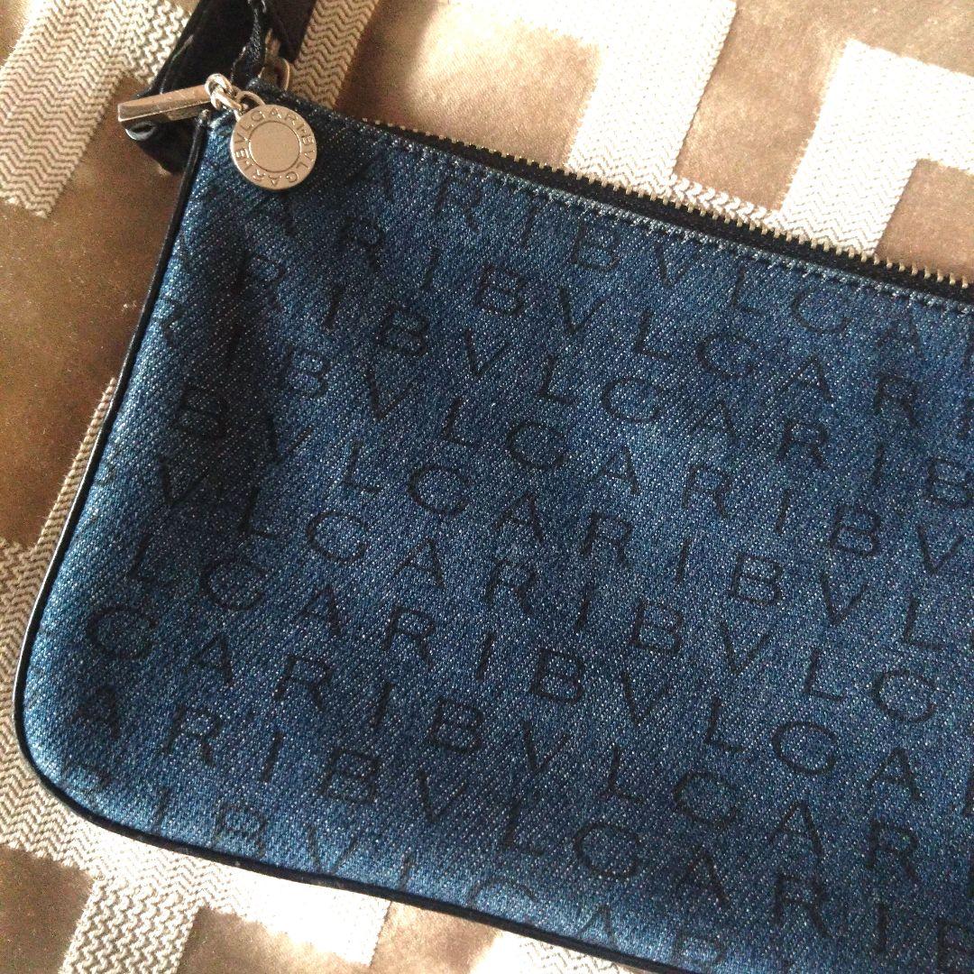 極美品】ブルガリ BVLGARI ロゴマニア デニム×レザー ショルダー