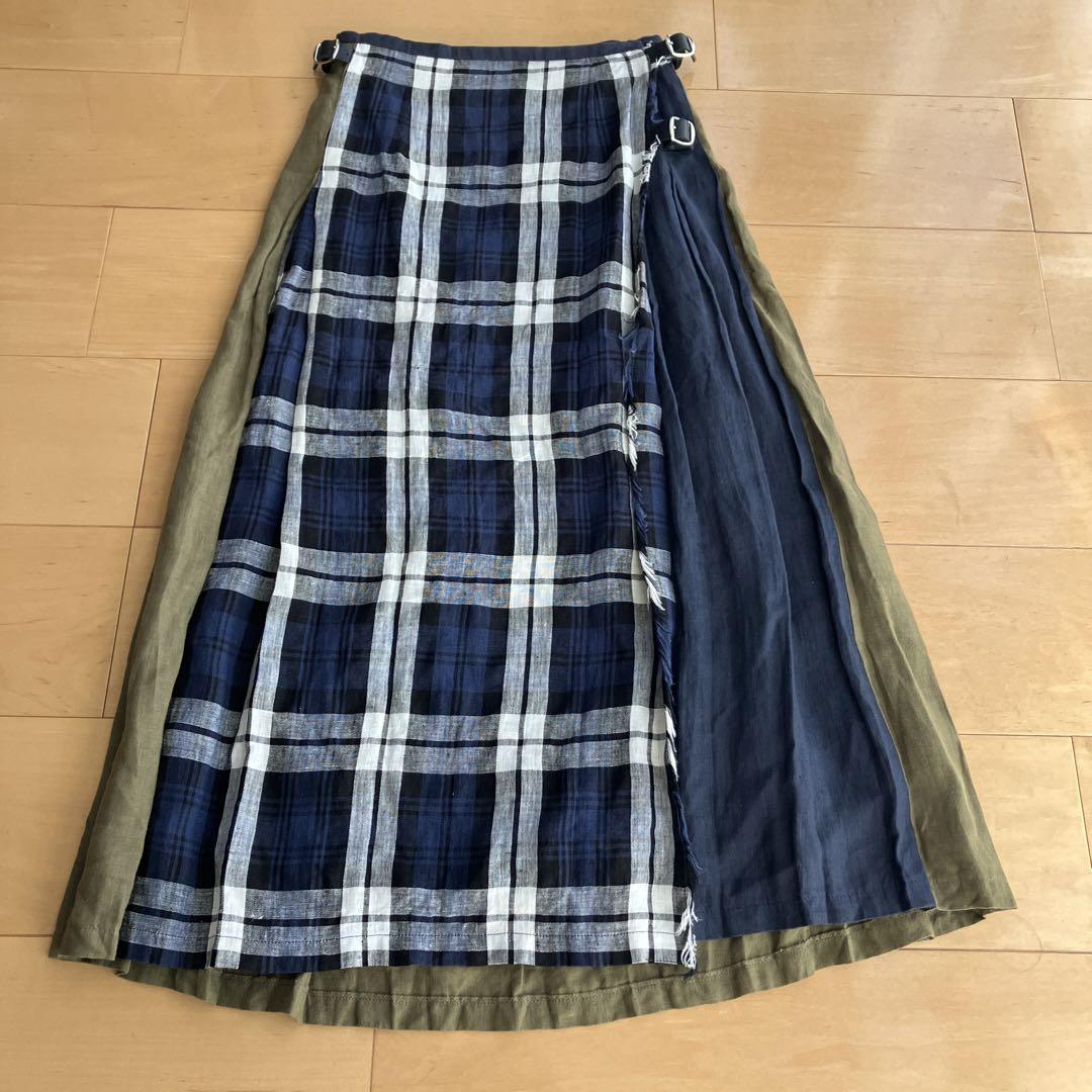 オニール　麻　チェックスカート