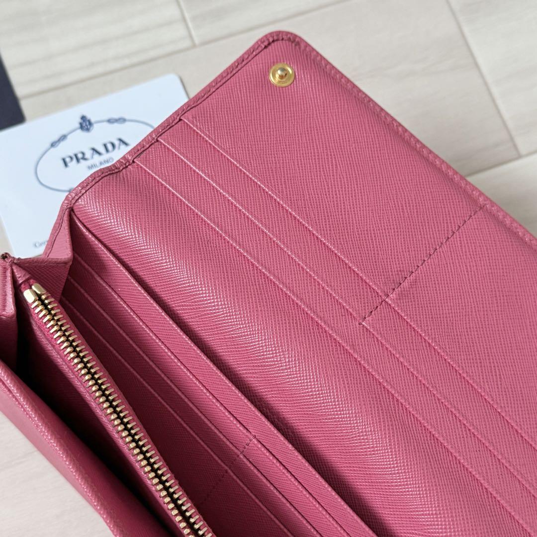 正規品　PRADA プラダ　リボン長財布　サフィアーノ　ピンク