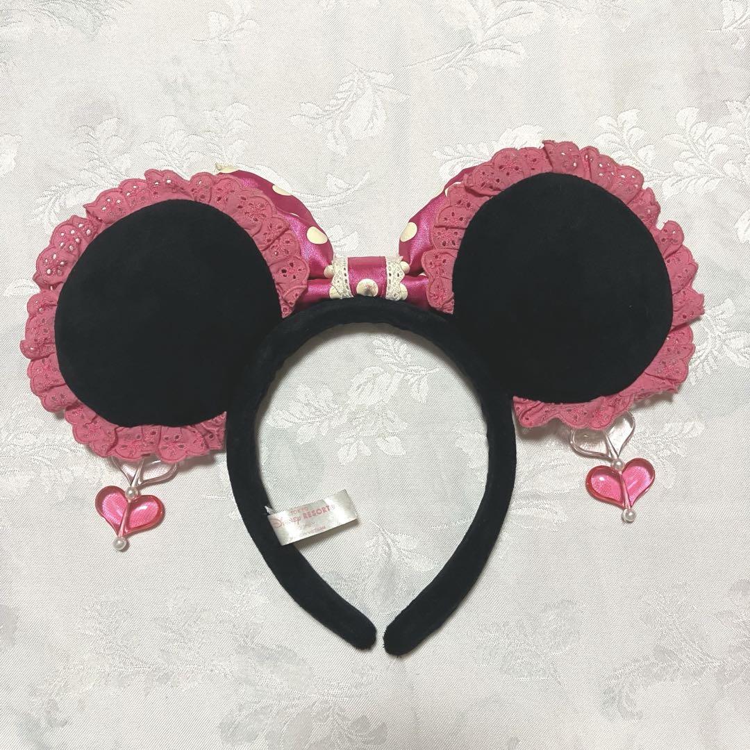 ディズニー　ミニー 　イヤリング　レース　カチューシャ　ピンク　ピアス