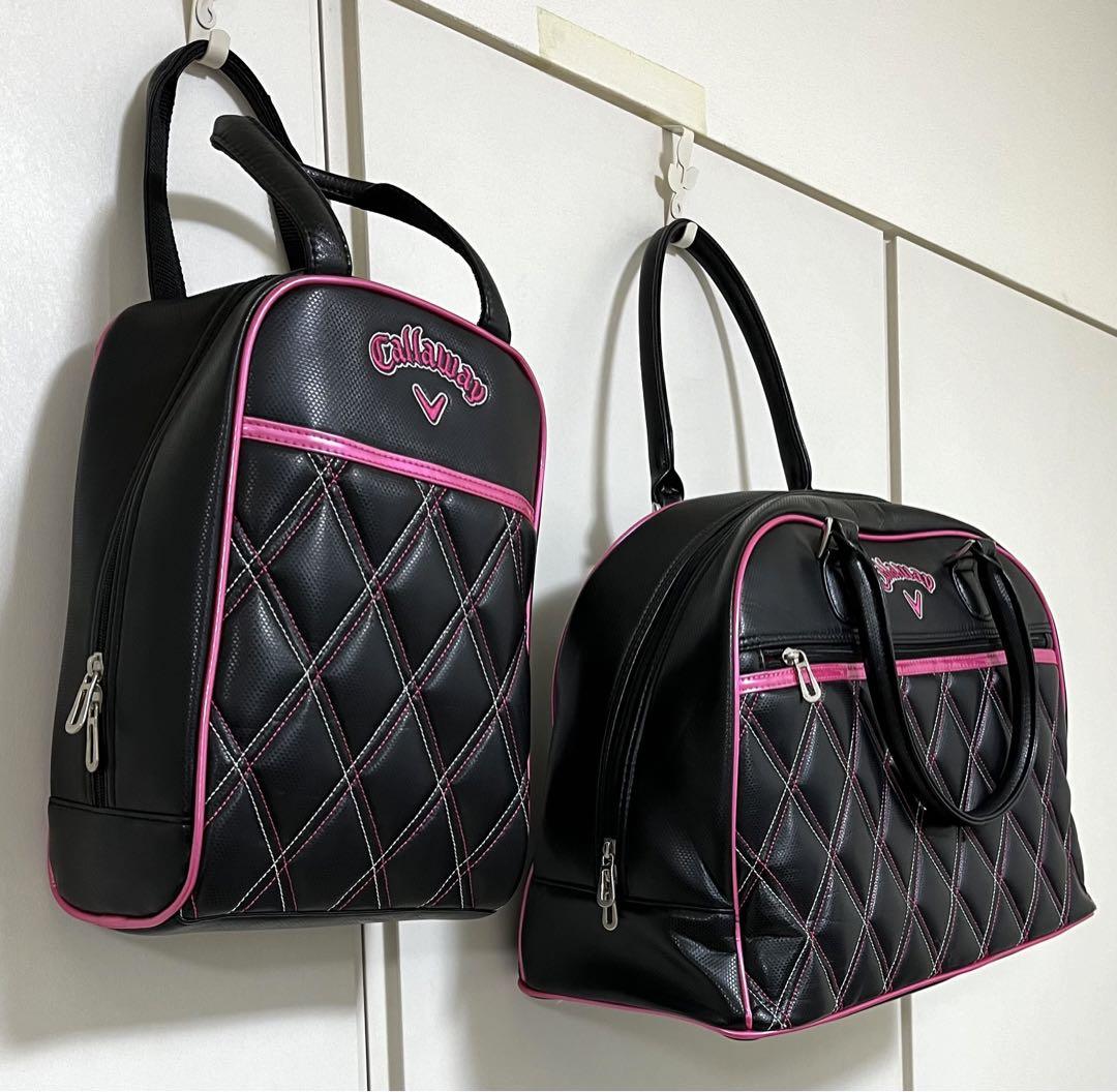 Callaway ゴルフ ボストンバッグ＆シューズバッグ 黒xピンク