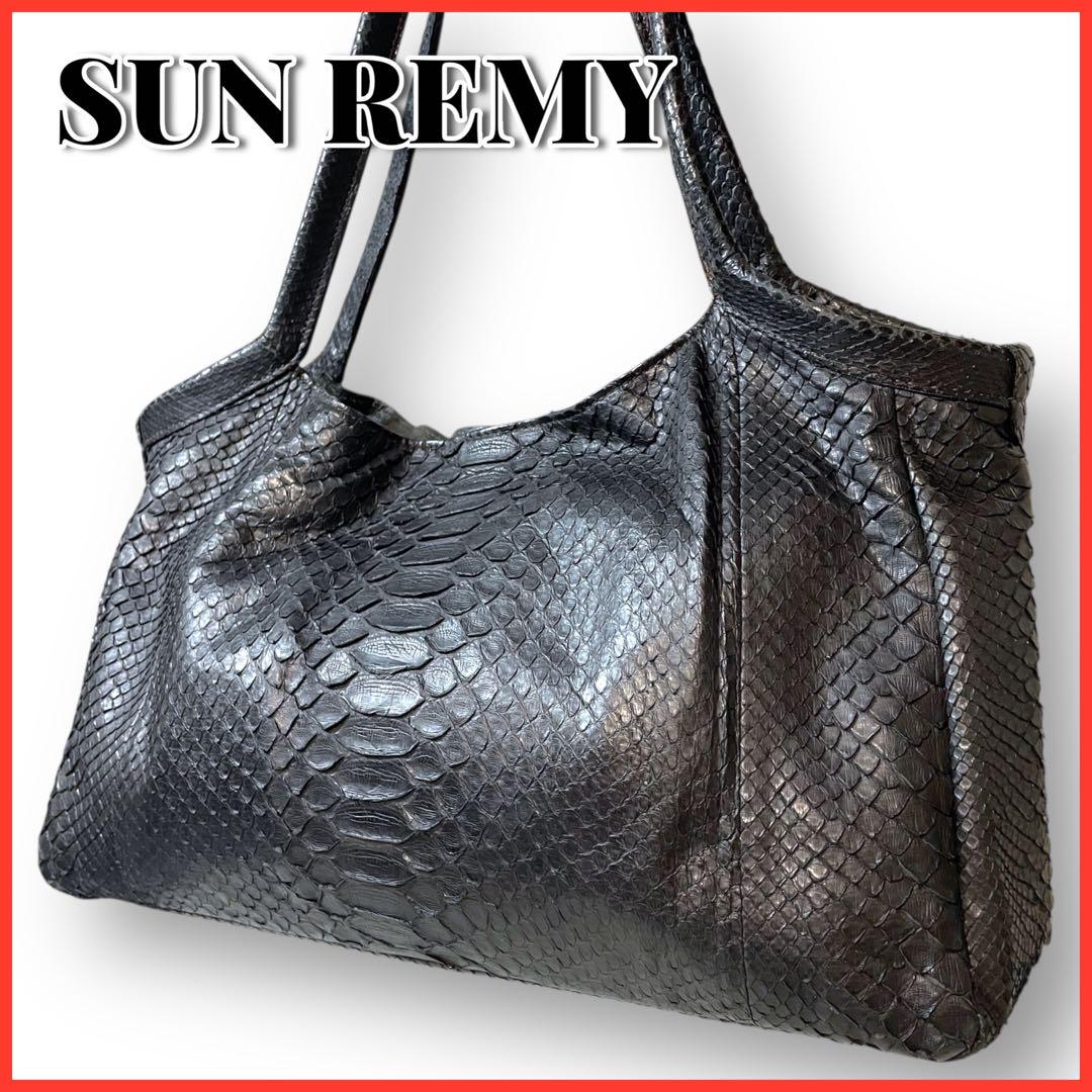 SUN REMYエキゾチックレザー ハンドバッグ 肩掛け パイソン 本革