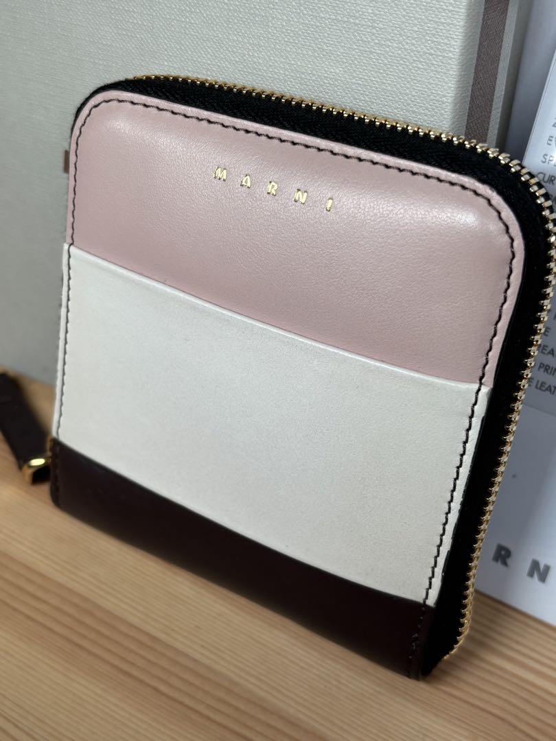 MARNI 二つ折り　財布 ピンク/ホワイト/ブラウン