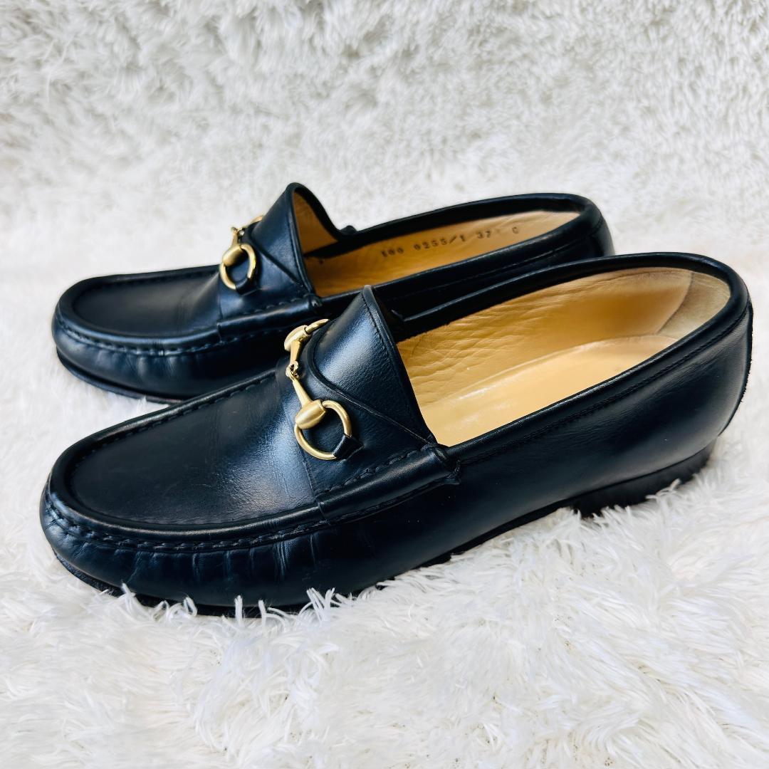 【A21】GUCCI　グッチ　靴　ローファー　黒　馬具　サイズ37 1/2 C