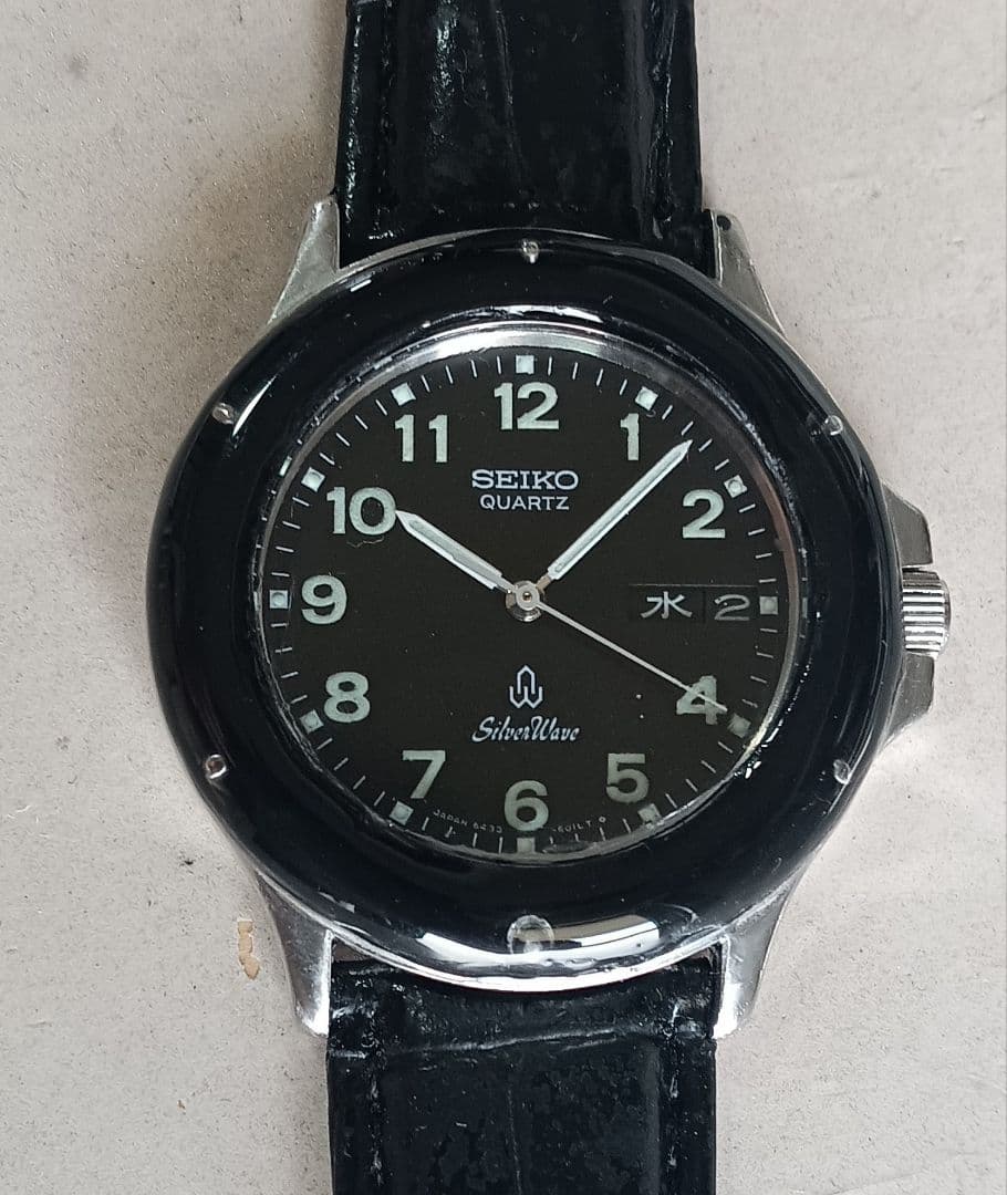 セイコーシルバーウェーブ6433-6010メンズクオーツ デイデイト