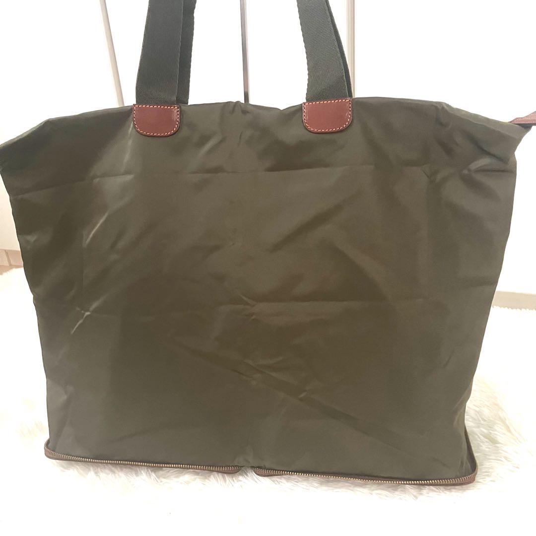 新品タグ付☆フェリージ☆パッカブル　トートバッグ　ナイロン×本革　オリーブ×茶