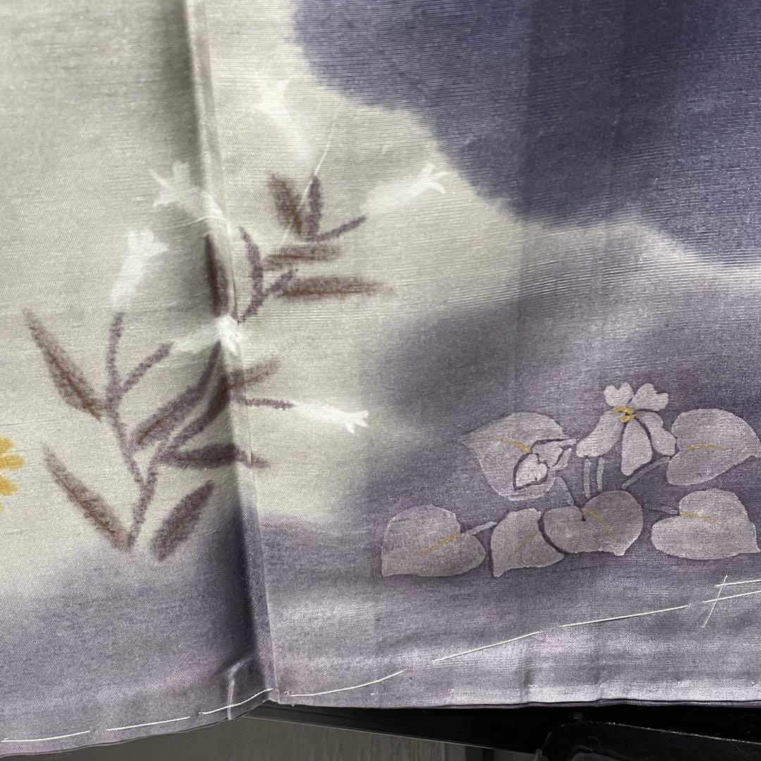 手描き花模様 紬地