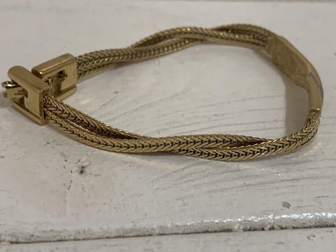 GIVENCHY VINTAGE 80s ストーン装飾 2連チェーンブレスレット