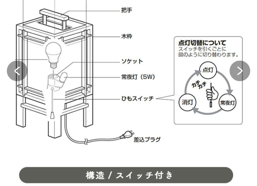 行灯 和風ライト ジッパースイッチ 昭和レトロ アンティーク