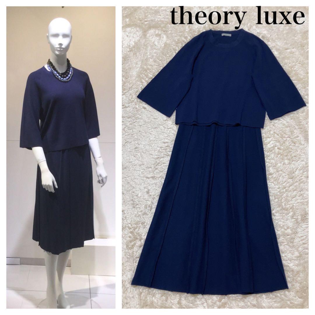 美品 セオリー theory スカートスーツ ットアップ ネイビー無地