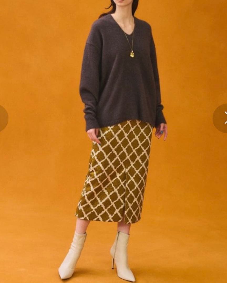 PUBLIC TOKYO ダイヤ ジャガード 総柄 ロング スカート