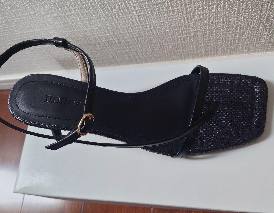 新品 nouer 23.5cm 37 ブラック 本革 日本製 サンダル ヌエール