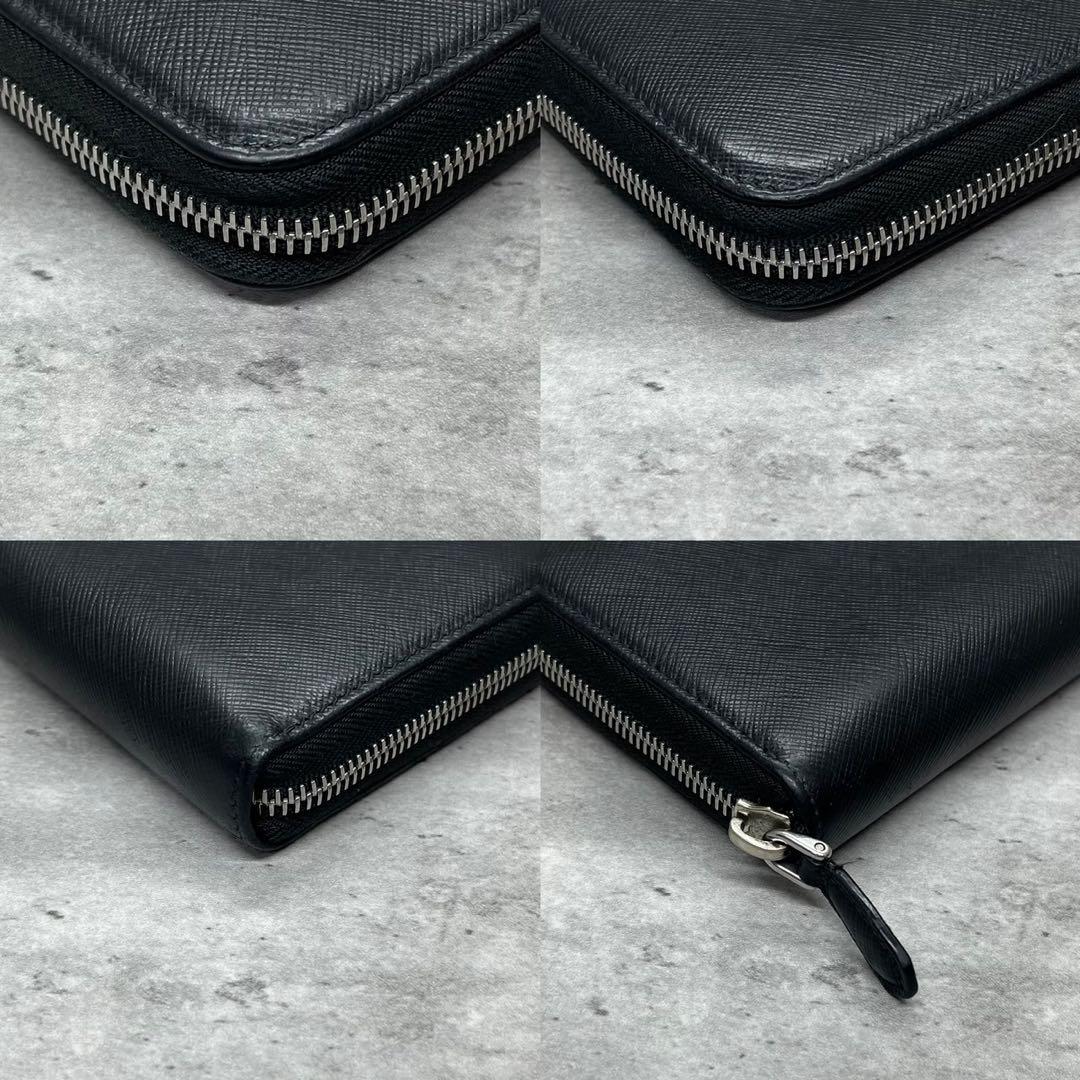 美品 プラダ 長財布 サフィアーノレザー 三角ロゴ ラウンドファスナー 黒 プラダ 長財布 ラウンドファスナー サフィアーノ 三角ロゴ 黒