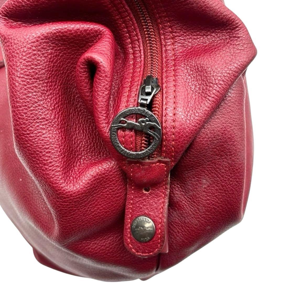 良品◎ ロンシャン ボストンバッグ チャーム付き 大容量 旅行 レッド レザー 良品◎ ロンシャン ボストンバッグ チャーム付き 大容量 旅行 レッド レザー