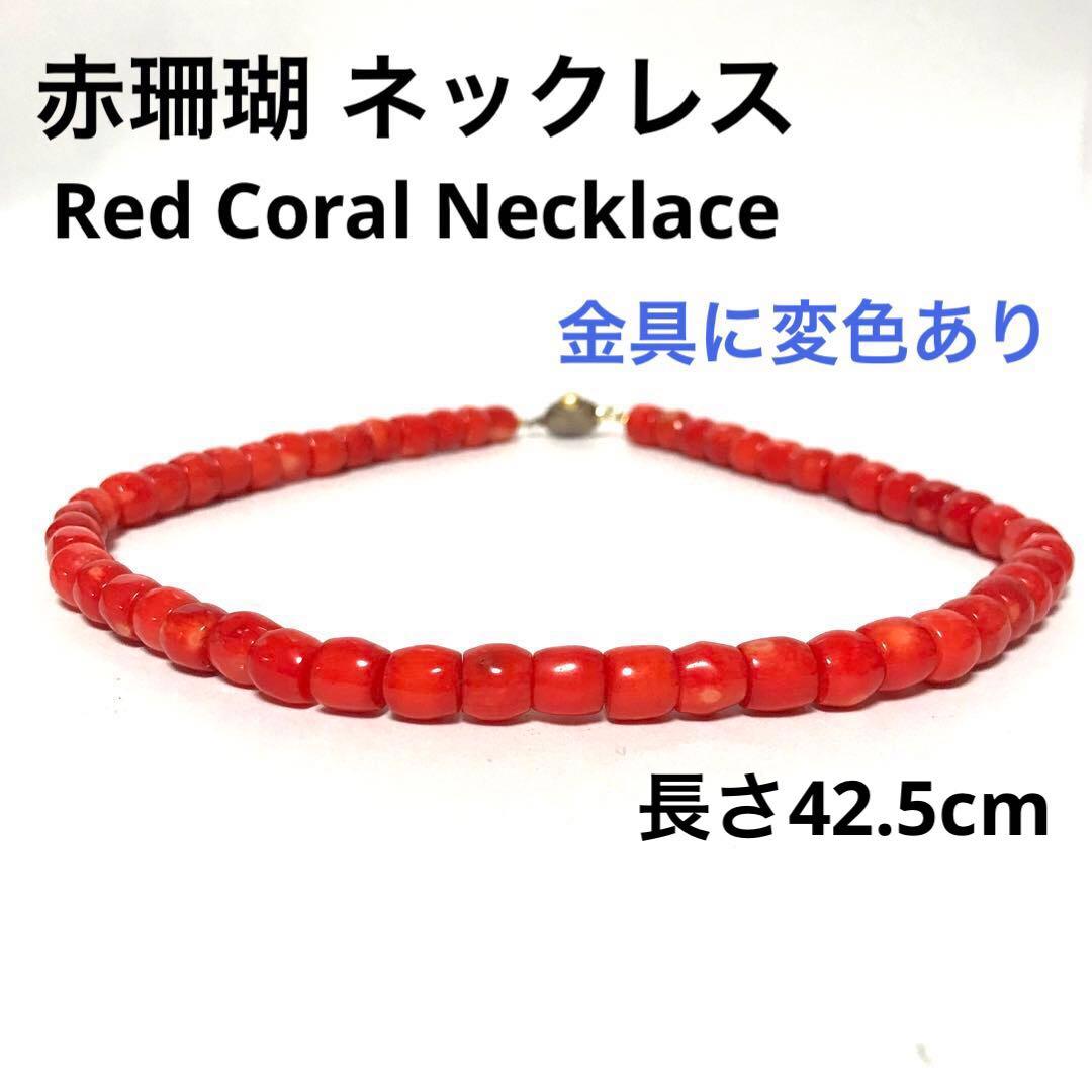 赤珊瑚 ネックレス 金具に変色有 シルバーRed coral necklace
