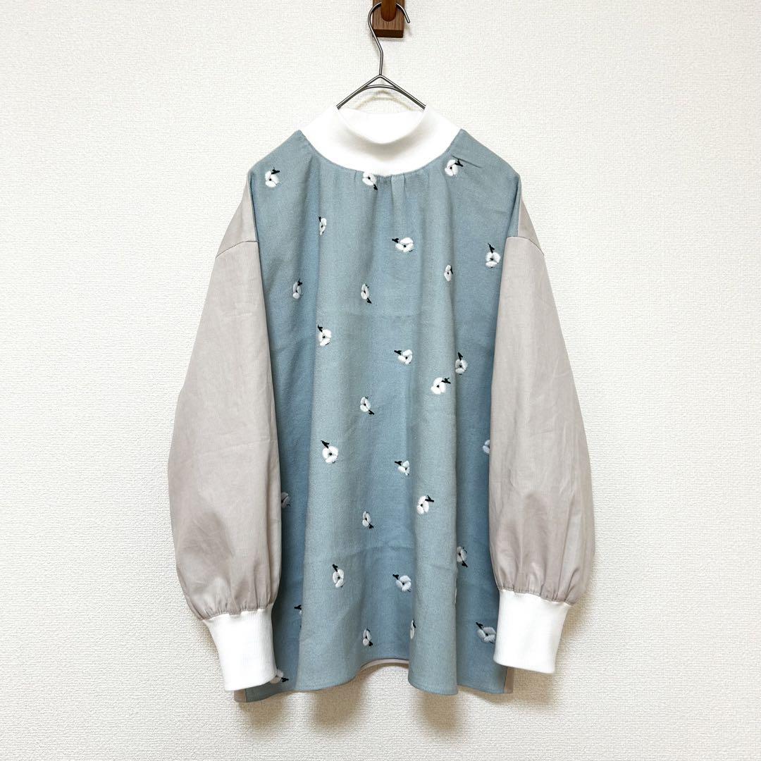 ハンドメイド◯ミナペルホネン　ohayo リブハイネック ブラウス