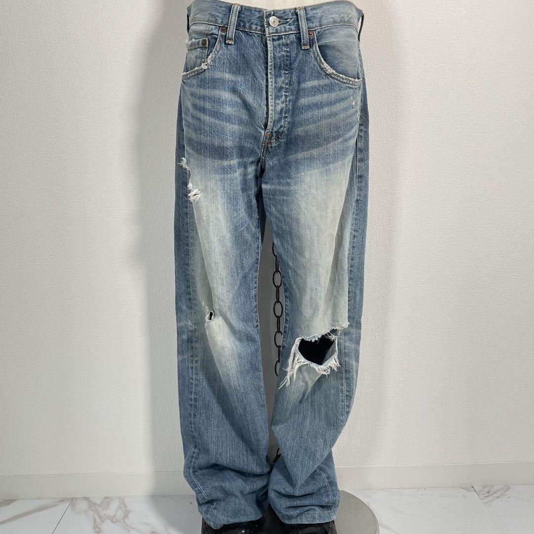 00s Levis 501 ダメージデニムパンツ クラッシュ グランジ W31