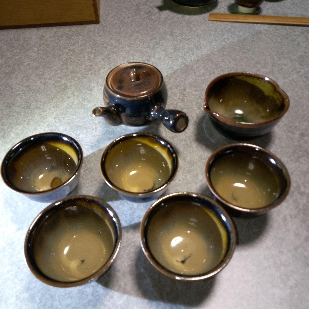 越中瀬戸焼き 四郎八窯 急須と茶器 セット 陶器製