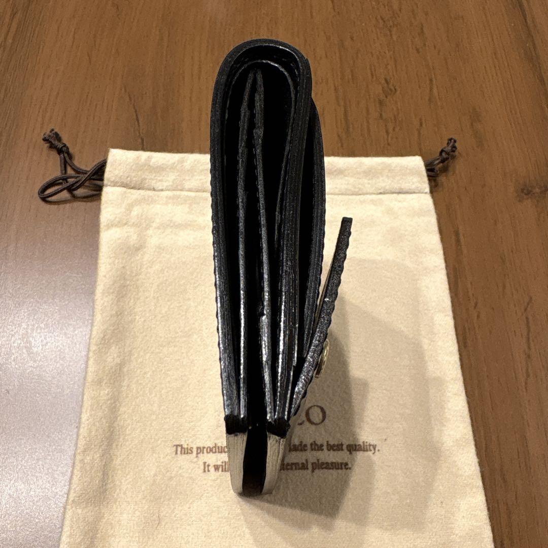 [未使用品]GANZO 大阪店限定　ダブルホックウォレット　シェルコードバン黒 ほぼ未使用品】GANZO大阪店限定 ダブルホックウォレット シェル