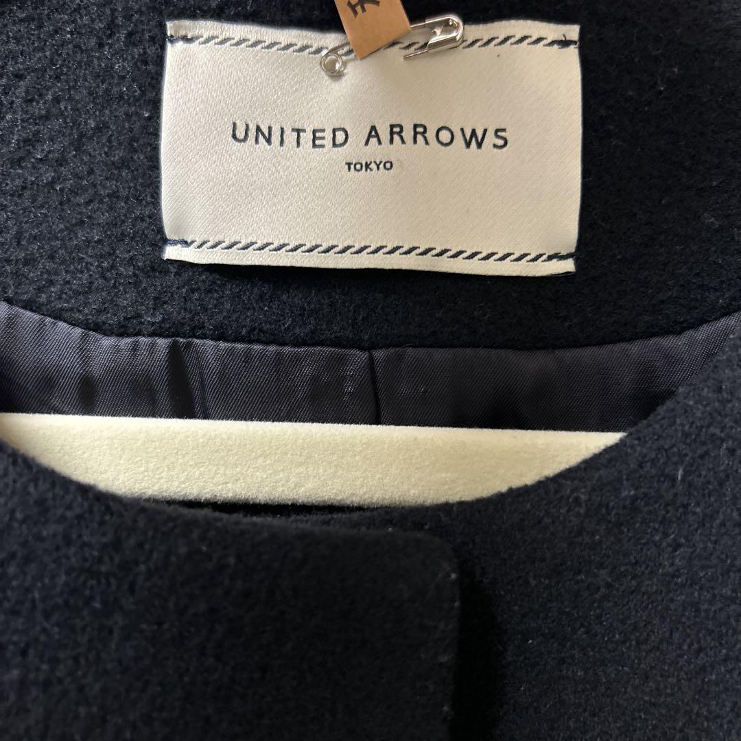 ⭐︎値下げ⭐︎UNITED ARROWS ノーカラー　ベルスリーブコート カシミヤ混