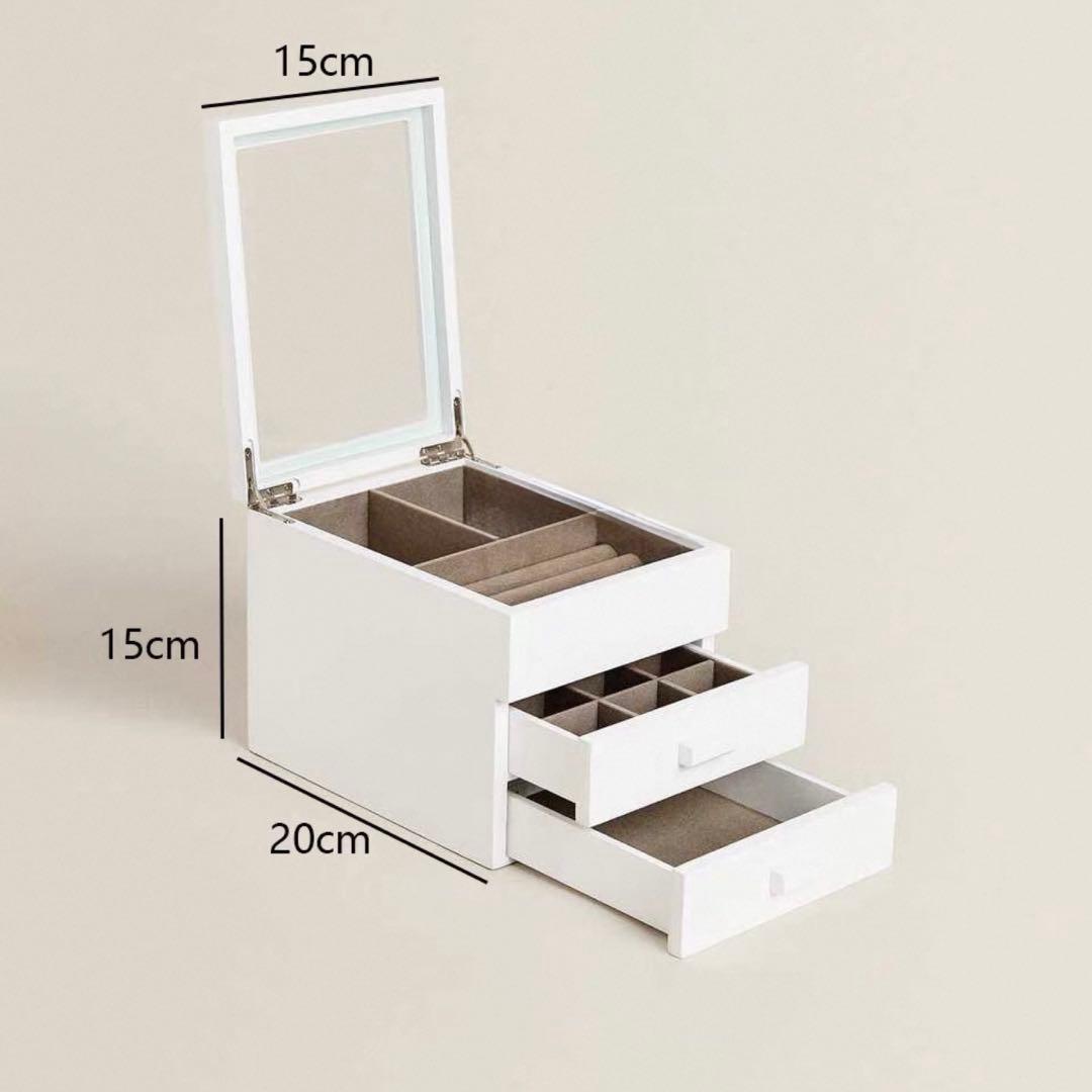 ZARA HOME 木製ジュエリーボックス 3段 ホワイト GREEN_EXPONAUT_ME