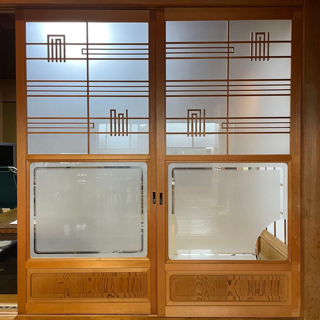 襖　ガラス戸　和風デザイン　２枚セット