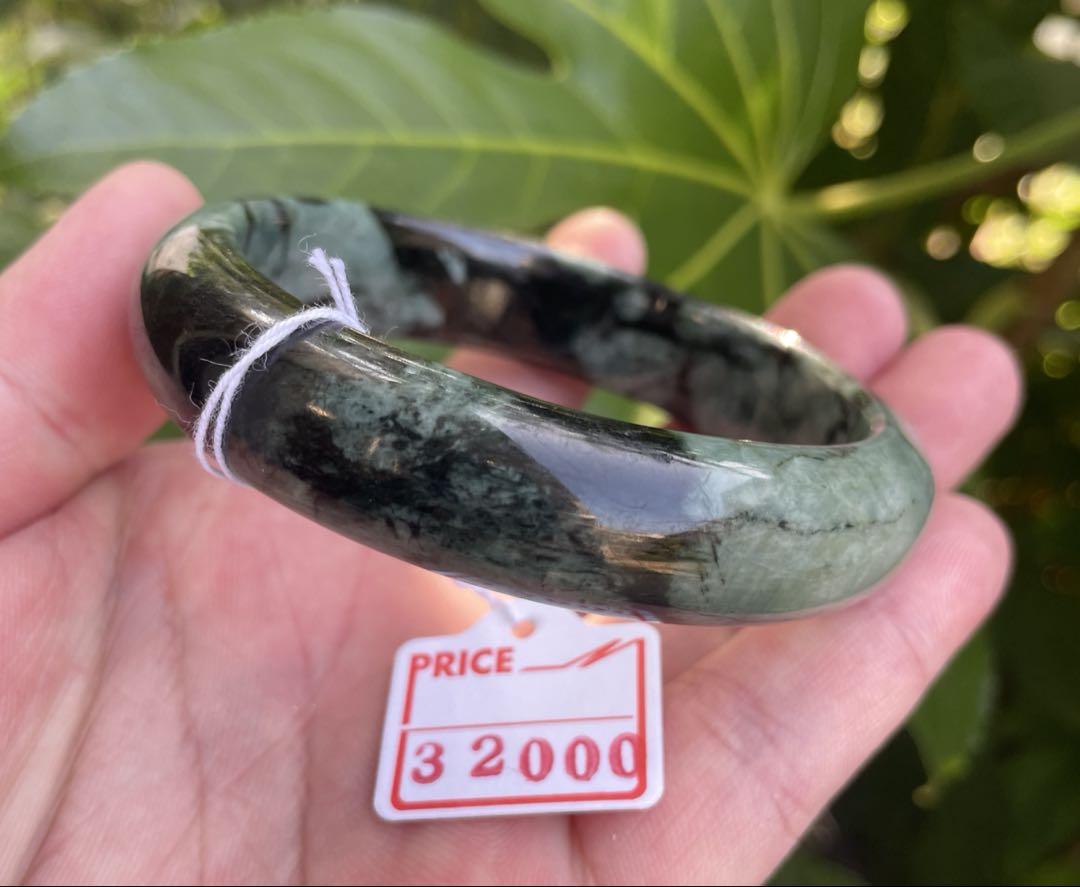 高品質☆天然無着色翡翠A貨本翡翠バングル☆ミャンマー産62mm①