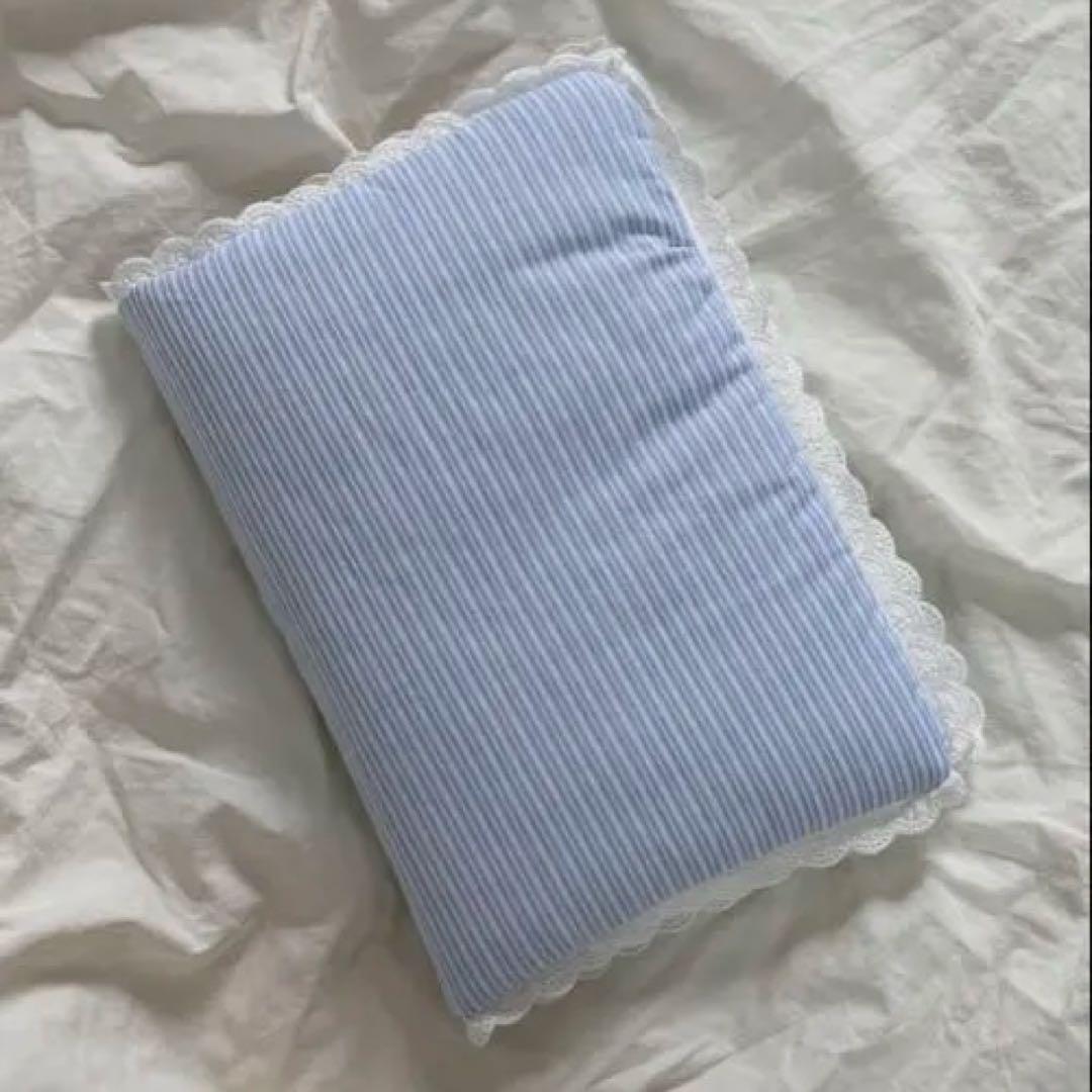 バインダーカバー 韓国 ブルー フリル ストライプ バインダー貯金