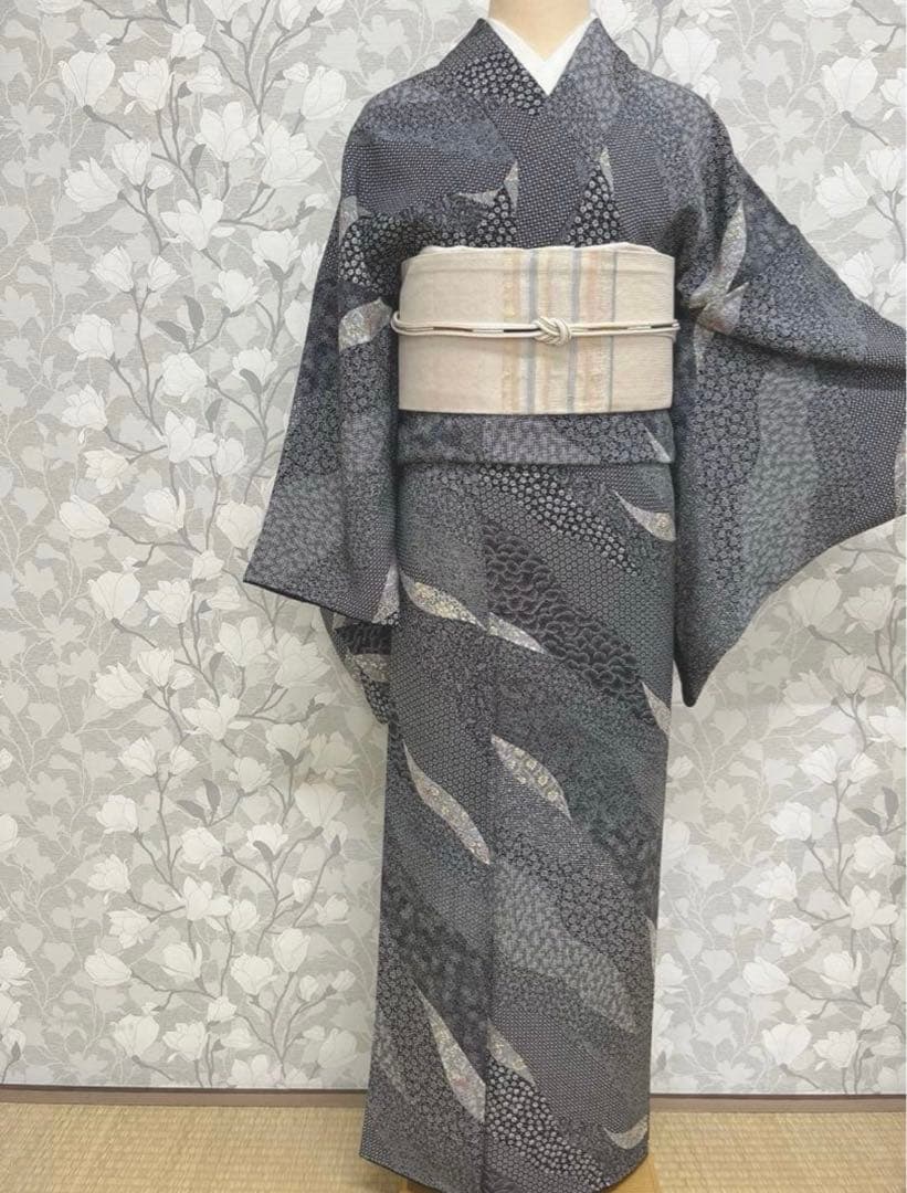 正絹 伊勢型小紋 まいわい更紗【染谷梅治】トールサイズ 長尺 名古屋帯 セット 正絹 伊勢型小紋 まいわい更紗【染谷梅治】トールサイズ 長尺 名古屋帯 セット