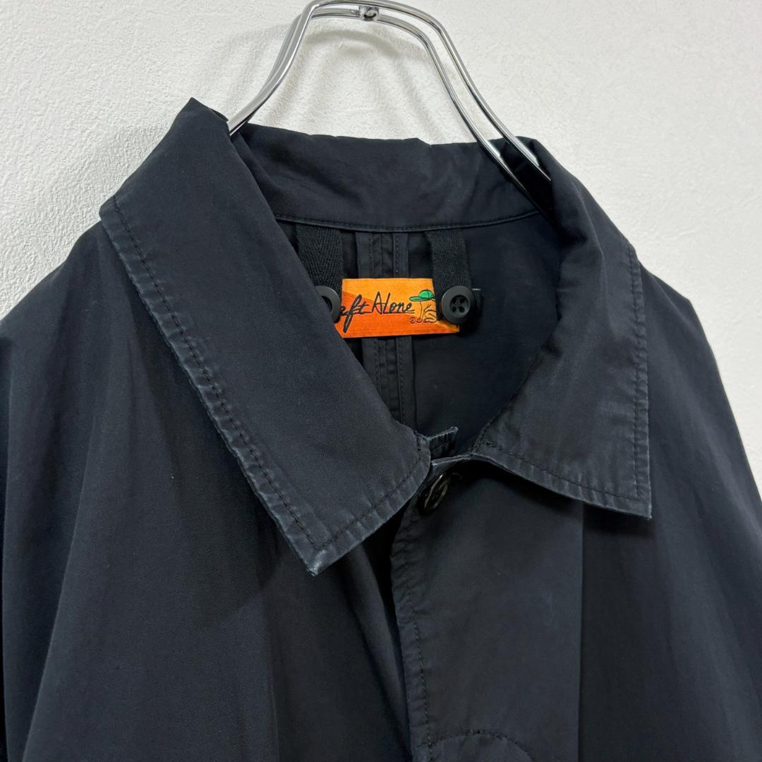 2XL相当・レフトアローン・ステンカラーコート・両面ビッグ刺繍・チノクロス・黒