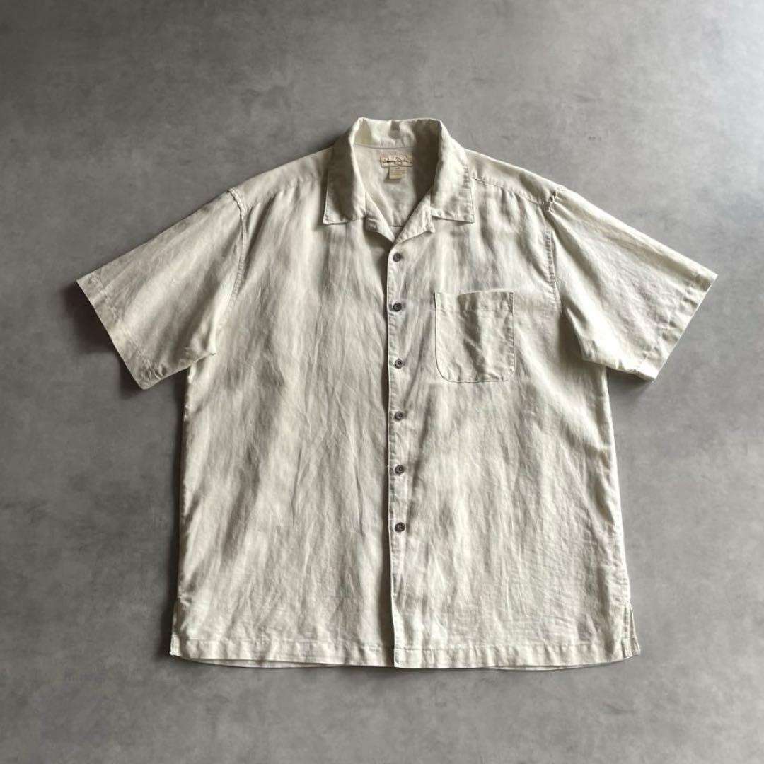 90s USA label ラミー コットン オープンカラー シャツ 短丈 開襟トップス