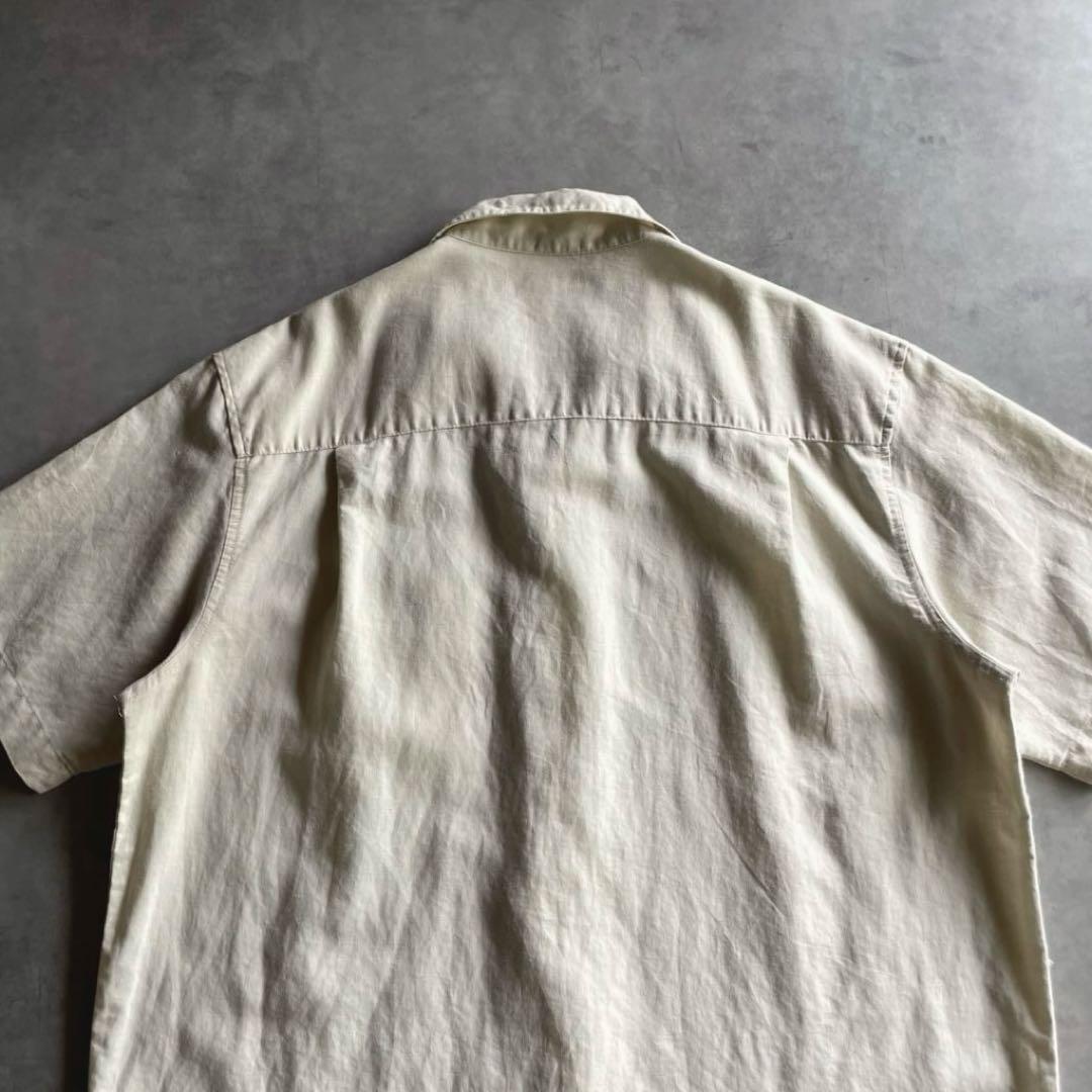 90s USA label ラミー コットン オープンカラー シャツ 短丈 開襟
