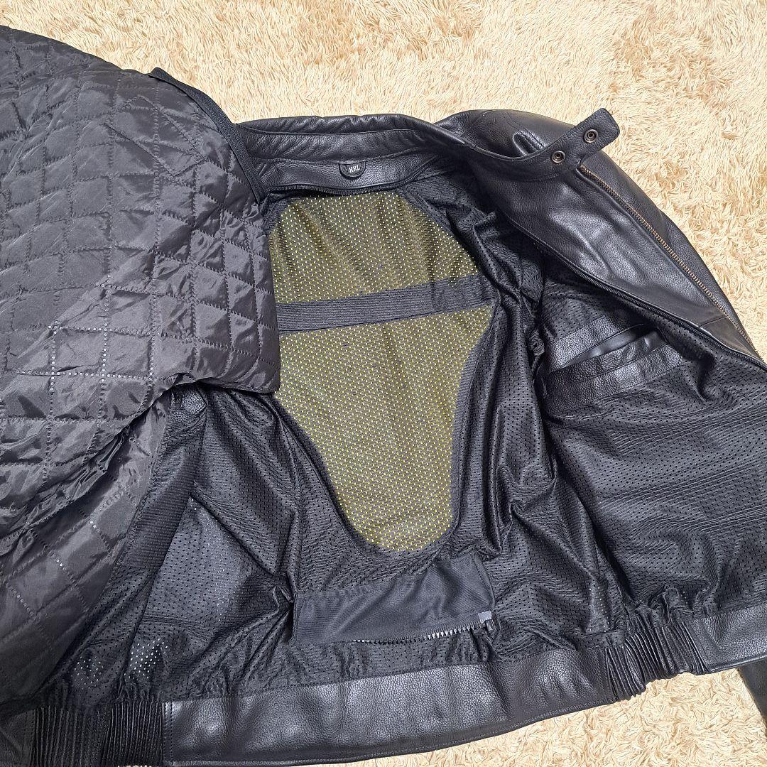 美品　大きいサイズ　ライダースジャケット　プロテクター　ライナー　黒　 XXL