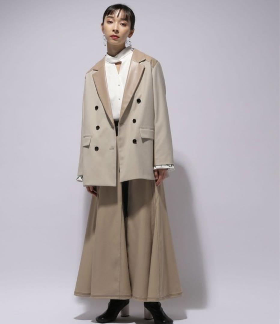 B ming by BEAMS グレー ダッフルコート ウール素材 L