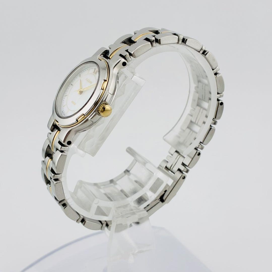 3848【美品 新品電池】SEIKO EXCELINE 腕時計 シェル コンビ