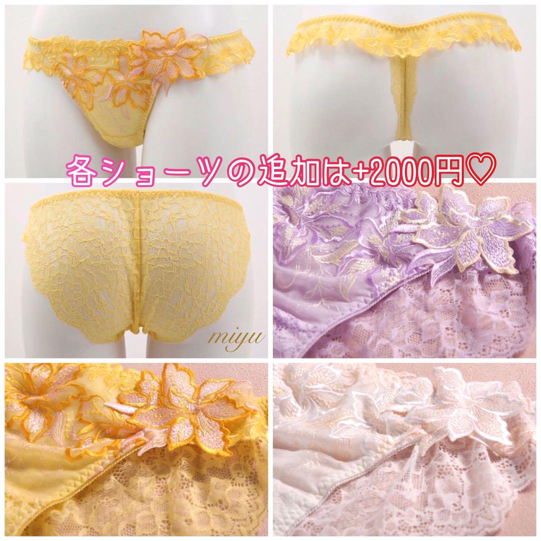 豪華刺繍レース♥️イエロー全4色✨ブラジャー&ショーツセット