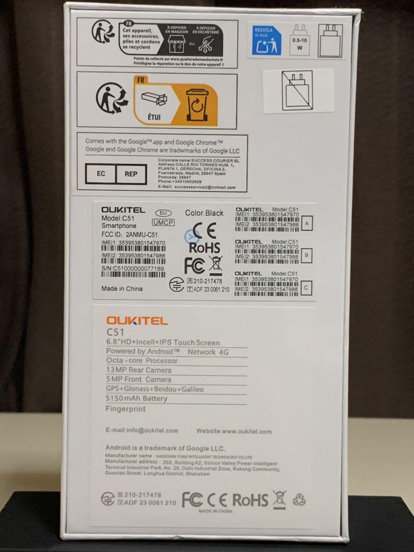 Oukitel C51スマートフォン 16GB RAM 128GB ROM