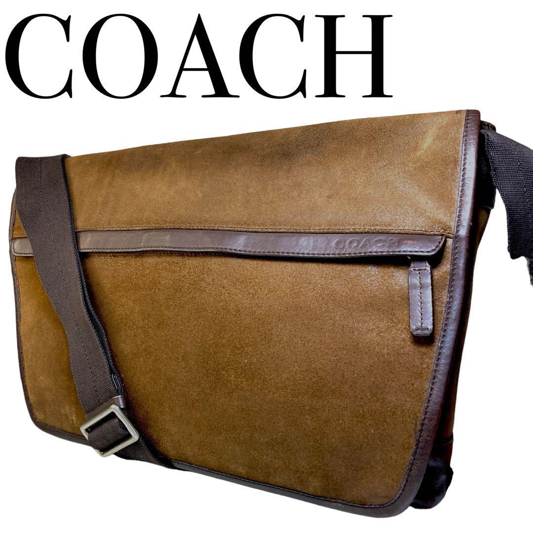 COACH コーチ　ショルダーバッグ　スウェード×レザー　F70924  A4◎
