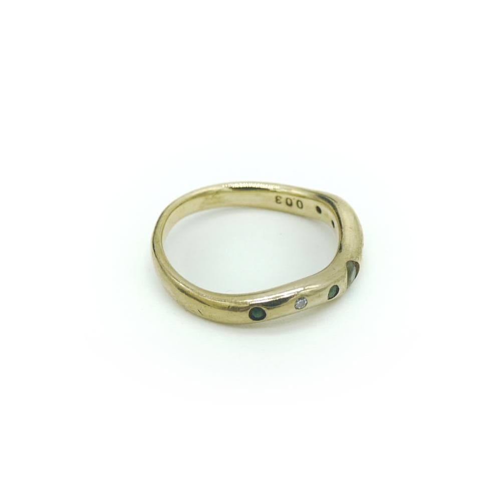 春先取りの K18 カラーストーン ダイヤモンド デザインリング 12号