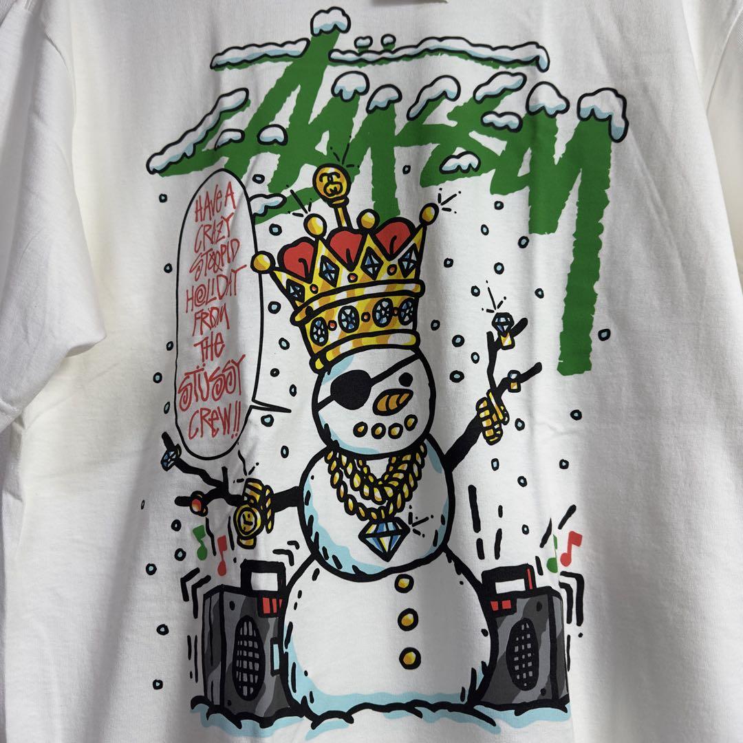 新品】STUSSY ステューシー SNOWMAN プリント Tシャツ 白 L