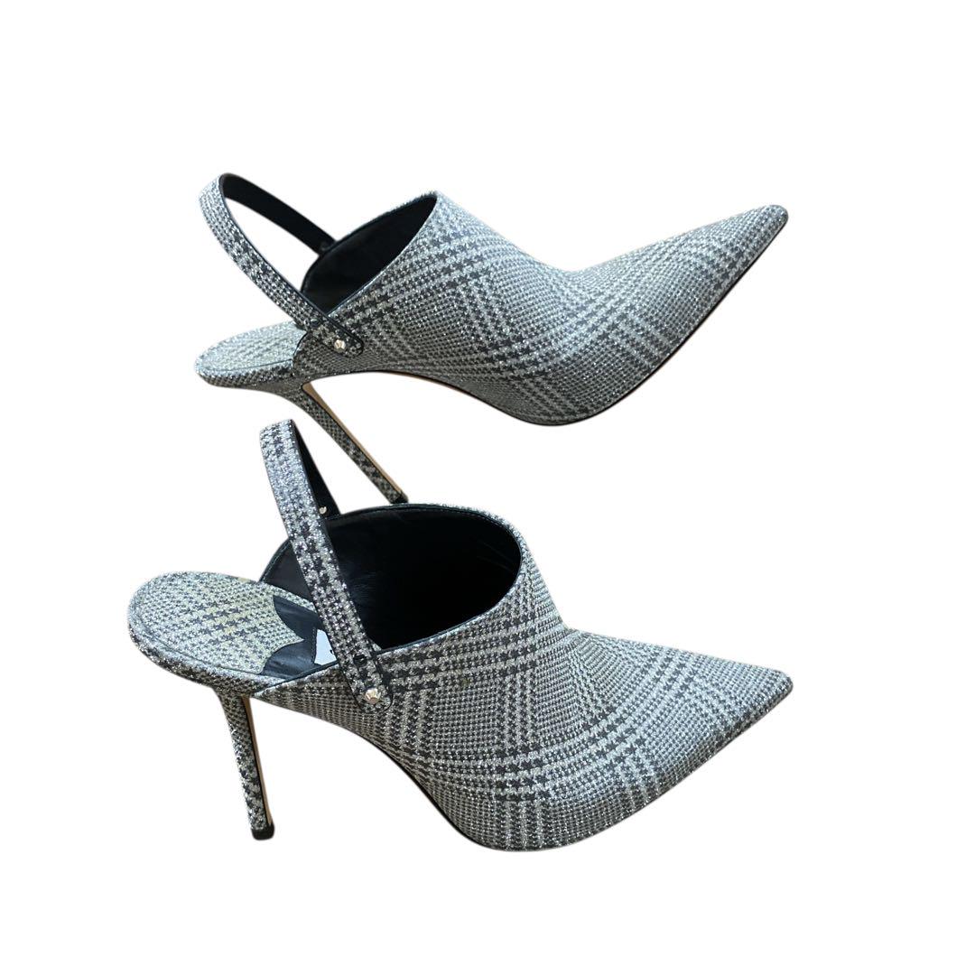 ジミーチュウ ヒール 24 グレー シルバー ラメ スター JIMMY CHOO